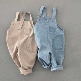 Rompers 2022 Spring Summer New Baby Sleeveless Jumpsuit Infant Denim Overalls Jean Boys Casual Strap Pants Kids Casual Denim Pants J220922