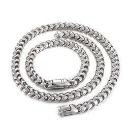 Mens Jewelry Set Stainless Steel Necklace Bracelet Suit Casting Keel Link Chain Silver 9mm 24inch 8.5 Inch Large Cool Punk Bling For Father Husband Boyfriends