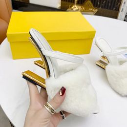 real fur women wedged slippers autumn summer cutout walking sandals Sculpted high heels dress wedding pumps gladiator girls runway sexy mules mocassions