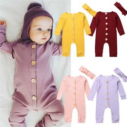 Rompers 4 Colour Newborn Baby Clothes Romper Boy Girls Long Sleeve Toy Suit Baby Clothes Jumpsuit Headband Clothing Outfits 2020 J220922