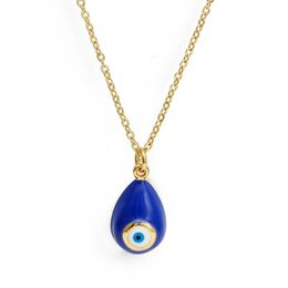 S3242 Luckey Turkish Evil Eye Pendant Necklace For Women Enamel Blue Eyes Necklaces