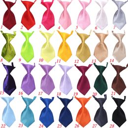 Dog Apparel solid color Polyester Silk Pet Dog puppy Necktie Adjustable Handsome Bow Tie Grooming Supplies 25 different color