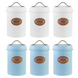 Storage Bottles 3Pcs Canisters Sugar Coffee Tea Organizer Cylinder With Air Tight Lids Easy Clean Kitchen Canister Set For