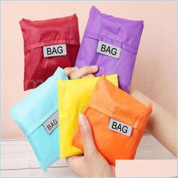 Storage Bags Eco Friendly Storage Handbag Foldable Usable Shop Bags Polyester Reusable Portable Grocery Nylon Large Bag Pure Colour Dr Dhcbo