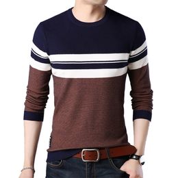 Mens Sweaters BROWON Brand Autumn Sweater Men Oneck Striped Knittwear Men Slim Sweaters Male Long Sleeve Social Business Clothes Men 221008