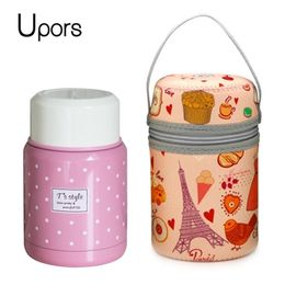 Water Bottles UPORS Food Thermos with Bag BPAfree Stainless Steel Vacuum Thermos Food Jar Soup Container Lunch Box for Kids 350ml 221008