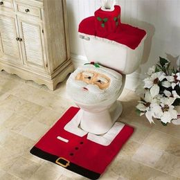 Toilet Seat Covers 3PCS Christmas Decorations Santa Claus Bathroom Mat Xmas Decor Rug 221007