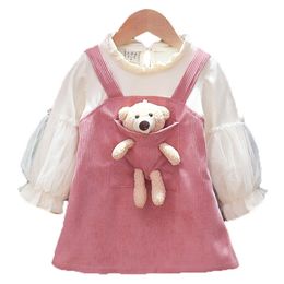Mädchen Herbstkleider Kinder Kleidung Winter neuer Cordess Kleid 2 Stück für Kinder Kleidung Baby Kleid