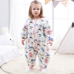 Sleeping Bags Baby Children Zipper Cute Animal Muslin Sleepsack Kids Winter Split Leg Thermal Bedding Bag For Todlers 221007