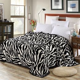 Blanket Soft Home Coral Plush Bed Cover And Sofa Zebra Pattern Print Comfortable Breathable Portable 221007