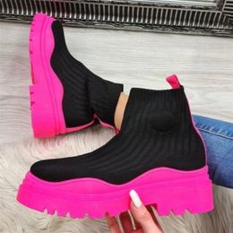 Boots Womens Socks Shoes 2022 Spring Autumn Fashion Breathable Casual Wedges Platform Ankle Zapatos De Mujer Goth 221007