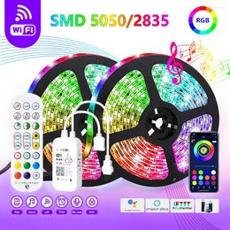 Strips 12V RGB LED Strip Bluetooth Remote Waterproof Ribbon Light 2835 SMD Tape Backlight Music Sync Decoration Lamps For Room