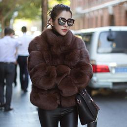 Women's Fur Coat Winter Mid Length Faux Stand Collar Woman Coats And Jackets
