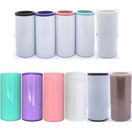 12oz Tumblers Sublimation Slim Cola Cooler Double Wall Stainless Steel Vacuum Insulated Straight Tumbler Cold Beverage Beer Blanks Can Cooler