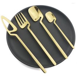 Flatware Sets 24pcs Table Cutlery Silver Gold Dinnerware Set Stainless Steel Coffee Spoons Knife Fork Tableware