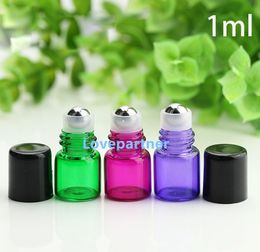 1ml Roll On Glass Bottle Fragrances Essential Oil Perfume Bottles With Metal Roller Ball Black Cap