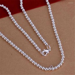 Pendant Necklaces Fashion Silver - Plated 4MM Beads Necklace Charm For Women Men Wedding Gift Trends Jewelry Noble Cute N114