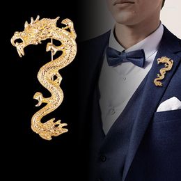Brooches Retro Animal Dragon Brooch Metal Men's Suit Shirt Lapel Pins And Corsage Badge Fashion Jewellery Clothing Accessories