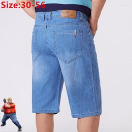 Men's Jeans Men Denim Shorts Summer Blue Plus Size Big 44 46 48 52 56 Male Half Trousers High Waist Short Stretched Masculino Hombre