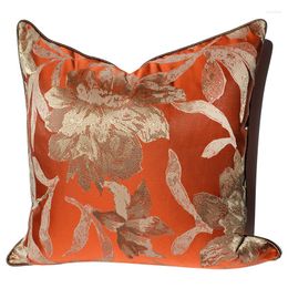 Pillow American Style Orange Covers Satin Jacquard Pillowcase Home Decor Sofa Seat Bed Throw Cover 45 45/50 50CM