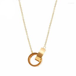 Chains Stainless Steel Double Circle Charm Necklaces Creative Classic Ladies Jewellery Necklace Give Her Gifts