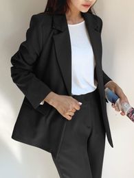 Women's Suits Blazers Women Formal Workwear 2 Pieces Set Vintage Office Lady Single Button Black Blazer Pencil Pants Suits Korean Fashion Chic Outfits 221008