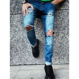 Men's Jeans Beggars Ripped Jeans Men Fashion Skinny Denim Trousers High Quality Male Slim Casual Elastic Jeans Hip Hop Jogging Pants Homme 221008