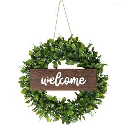 Decorative Flowers Wreath Door Sign Simulation Green Plant Wall Window Party Wedding Hanging Ornament Farmhouse Wreaths Christmas Decoration