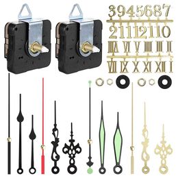 Watch Repair Kits 2Pcs Quartz DIY Wall Clock Movement Mechanism Numerals Kit With 4 Pack Hands For Replacement