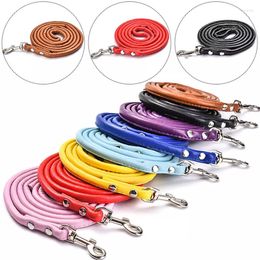 Dog Collars Pet Cat Puppy Dogs Leash Long Smooth PU Leather Leashes Solid Colour Walker Girl Boy