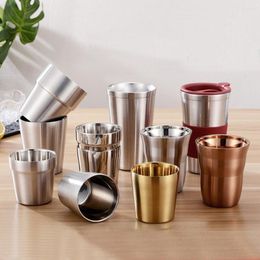 Mugs High Quality Double Wall Stainless Steel Cups And Metal Cold Beer Cup Bar Party Coffee Mug Juice 175/260/300/480ml