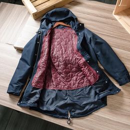 Hunting Jackets 3-in-1 Detachable Liner Waterproof Hooded Windbreaker 2-piece Men's Mid-length Trench Coat Outdoor Ski Tooling