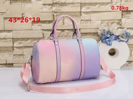 45cm brand Designers men women gradient duffle bag travel bags Luxury totes Suitcases travels bag pu luggage handbags large capaci317D