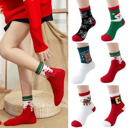 Fashion Accessories Winter Warm Thicken Coral Fleece Women's Socks Cute Christmas Gift Cartoon Socks Elk Floor Sock