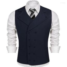 Men's Vests Men's Double Breasted Casual Vest For Men Notched Lapel Custom Waistcoat Single One Piece Wedding Male Suit Waist Coat