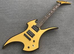 Gold Unusual Electric Guitar with Humbuckers Pickups Rosewood Fretboard Can be Customised