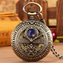 Pocket Watches Vintage Engraved Pointer Half Mechanical Watch Manual Hand Winding Pendant Antique Arrival 2022