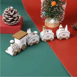 2024 Gifts Giorno del giorno di Natale Ornamenti di treni in legno Ornamenti di neve dipinti decorazioni di natale ornamentale rosso bianco rosso