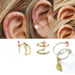 Backs Earrings 2022 Fashion 3Pcs/Set Ear Cuffs Gold Leaf Cuff Clip For Women Earcuff No Piercing Fake Cartilage