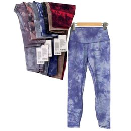Align lu Yoga Outfits brushed Gym Workout Clothes Running Tights Seamless Leggings Pants 9 Piece Tie Dye Camo Fitness Joggers For Women Indoor Outdoor Sports