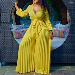 Pants Perl V-neck Sexy Straps Pleated Wide-leg Large Size Jumpsuit Plus Women Clothing Casual One Piece Overall Outfit 2022