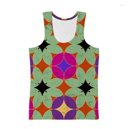 Men's Tank Tops Geometric Print Streetwear Sportswear Men Bodybuilding Vest Harajuku Sleeveless Fitness Shirts Clothing Summer Clothes