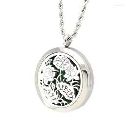 Pendant Necklaces Not Include Chain Stainless Steel Lotus Flower Essential Oil Diffuser Necklace
