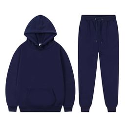 Men's Tracksuits New Fleece Jogger Sports Suit Women Tracksuit Hoodies Casual Solid Colour Thick Pullover and Long Pant 2-piece Set Autumn G221007