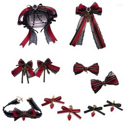 Party Masks Gothic Lolita Maid Hair Accessories Headband Black Headwear Ear Clips Choker Bow Hairpins