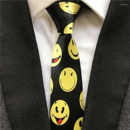 Bow Ties 5cm Men's Black With Yellow Smile Happy Face Neckties Boys Children Men Party Neck