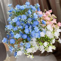 Decorative Flowers 42Heads Babysbreath Small Bundle White Blue Artificial For Christmas Wedding Decoration Flores Artificiales Room Decor