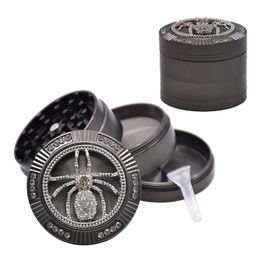 Diamond Spider Zinc Alloy Smoking Herb Grinder accessory 50MM 4 Piece Metal Tobacco Grinder Smoke Grinders for Water Pipe Accessories
