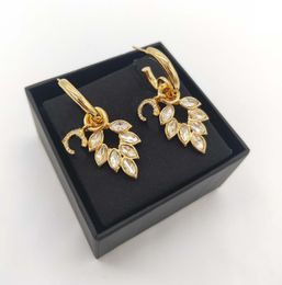 2022 Luxury quality Charm drop earring with diamond and hollow design in 18k gold plated have box stamp PS7295A