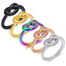 Fashion 5 Colour Stainless Steel Love Knot Ring for Women High Polished Female Wedding Jewellery